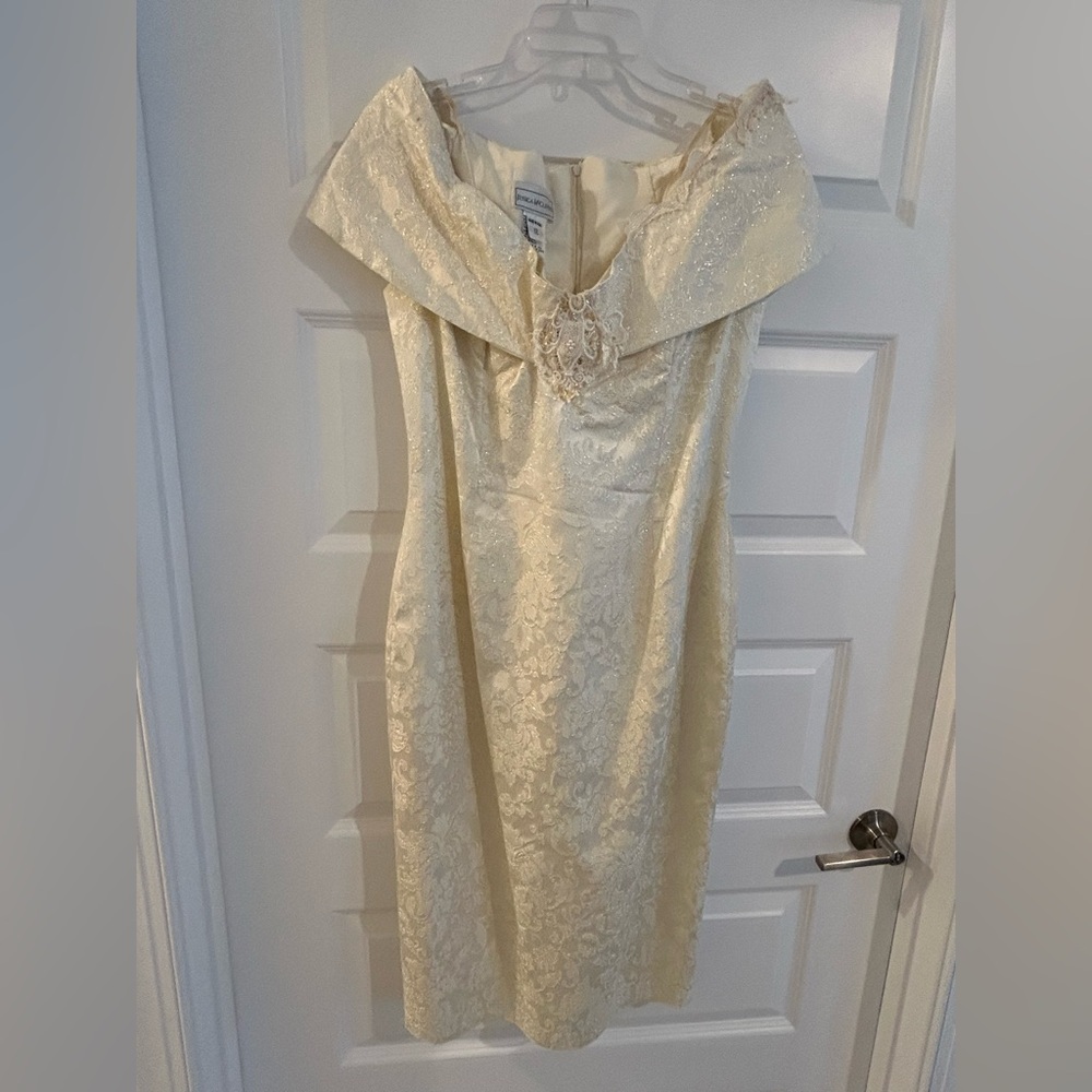Jessica McClintock Vintage Off Shoulder Wedding Dress Cream Ivory Size 12